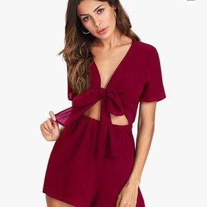 Adjustable tie front romper